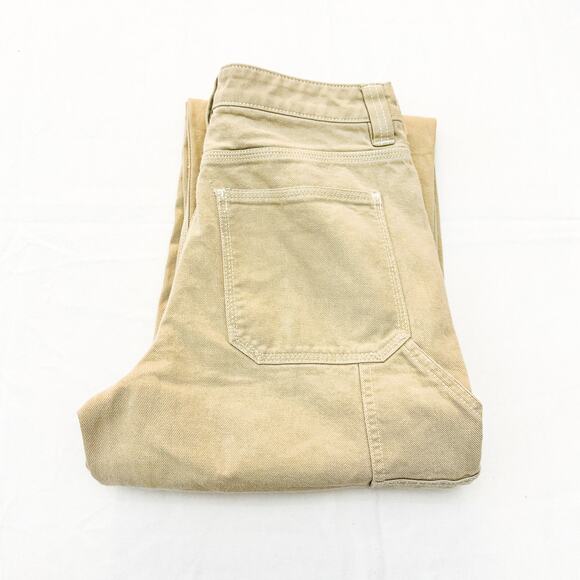 TNA Khaki Cargo Pant Wide Leg Frayed Hem Denim Jeans Zip Fly Size 6 - Picture 1 of 9